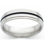 6MM FLAT TITANIUM BAND WITH GROOVED EDGES AND (1)1MM GROOVES. SATIN POLI...