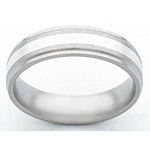 6MM FLAT TITANIUM BAND WITH GROOVED EDGES AND (1)2MM STERLING SILVER INLA...