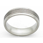 6MM FLAT TITANIUM BAND WITH GROOVED EDGES AND (3).5MM GROOVES IN A STONE...