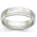 6MM FLAT TITANIUM BAND WITH GROOVED EDGES AND BASKET WEAVE TOOLING IN A SA...