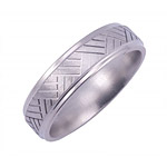 6MM FLAT TITANIUM BAND WITH GROOVED EDGES AND BASKET WEAVE TOOLING IN A ST...