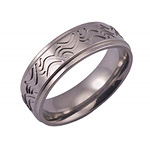 6MM FLAT TITANIUM RING WITH GROOVED EDGES WITH A WAVE TOOLING PATTERN IN A ...