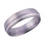 6MM PEAKED TITANIUM BAND WITH(1)1MM INLAY OF STERLING SILVER IN ONE HALF ...
