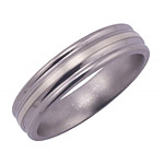 6MM DOMED TITANIUM BAND WITH ROUNDED EDGES AND (1)1MM STERLING SILVER INL...