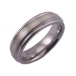 6MM FLAT TITANIUM RING WITH ROUNDED EDGES WITH A 1MM INLAY OF 14K WHITE GOLD ...