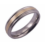 6MM FLAT TITANIUM RING WITH ROUNDED EDGES AND A 2MM INLAY OF 14K YELLOW GOLD ...