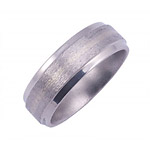 7MM BEVELD TITANIUM BAND WITH (1)1MM 14K WHITE GOLD INLAY IN A STONE FINISH