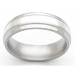 7MM BEVELED TITANIUM BAND WITH(1)2MM STERLING SILVER INLAY IN A SATIN FI...