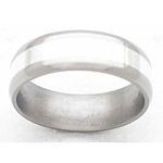 7MM BEVELED TITANIUM BAND WITH(1)3MM STERLING SILVER INLAY IN A POLISH F...