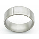 7MM BEVELED TITANIUM BAND WITH 6 VERTICAL GROOVES IN A SATIN FINISH.