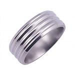 7MM BEVELED TITANIUM BAND WITH 3 DOMMES IN THE CENTER IN A POLISH FINISH