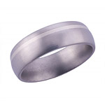 7MM DOMED TITANIUM BAND WITH(1)1MM OFF CENTER STERLING SILVER INLAY IN A...