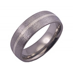 7MM DOMED TITANIUM BAND WITH (1)1MM STERLING SILVER INLAY IN A STONE FINI...