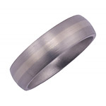 7MM DOMED TITANIUM BAND WITH (1)2MM 14K WHITE GOLD INLAY IN A SATIN FINISH