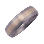 7MM DOMED TITANIUM BAND WITH (1)3MM 14K YELLOW GOLD INLAY IN A SATIN FINISH