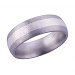 7MM DOMED TITANIUM BAND WITH(1)3MM STERLING SILVER INLAY IN A STONE FINI...