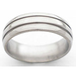 7MM DOMED TITANIUM BAND WITH(2)1MM GROOVES IN A POLISH FINISH.