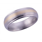 7MM DOMED TITANIUM BAND WITH(1)2MM 14K YELLOW GOLD INLAY IN A SATIN FINISH