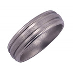 7MM DOMED TITANIUM BAND WITH A GROOVED EDGE AND (2)1MM GROOVES IN A STONE ...