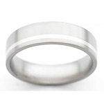 7MM FLAT TITANIUM BAND WITH(1)1MM OFF CENTER, STERLING SILVER INLAY IN A ...