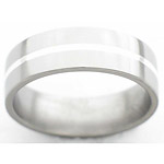 7MM FLAT TITANIUM BAND WITH(1)1MM STERLING SILVER INLAY IN A POLISH FINI...