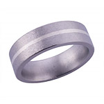 7MM FLAT TITANIUM BAND WITH(1)1MM STERLING SILVER INLAY IN A STONE FINIS...