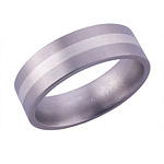 7MM FLAT TITANIUM BAND WITH(1)2MM STERLING SILVER INLAY IN A SATIN FINIS...