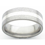 7MM FLAT TITANIUM BAND WITH(1)2MM STERKING SILVER INLAY IN A STONE FINIS...