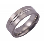 7MM FLAT TITANIUM BAND WITH A DOME IN THE CENTER AND POLISHED CENTER AND SA...