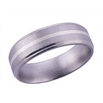 7MM FLAT TITANIUM BAND WITH GROOVED EDGES AND (1)1MM STERLING SILVER INLAY...