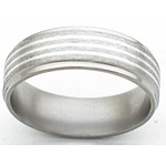 7MM FLAT TITANIUM BAND WITH GROOVED EDGES AND (3).5MM STERLING SILVER IN...