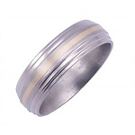 7MM WIDE TITANIUM BAND, FLAT IN THE CENTER WITH A DOUBLE GROOVED EDGE AND A...