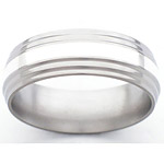 7MM FLAT TITANIUM RING AND A DOUBLE GROOVED EDGE. IT HAS (1)3MM STERLING ...
