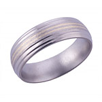 7MM FLAT TITANIUM BAND WITH DOUBLE GROOVED EDGES AND (2).5MM 14K YELLOW GO...