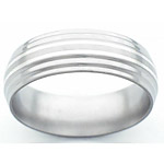 7MM FLAT TITANIUM BAND WITH TWO SETS OF GROOVES AND(2).5MM STERLING SILVE...