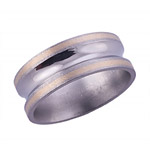8MM CONCAVE TITANIUM BAND WITH(2)1MM 14K YELLOW GOLD INLAY WITH A POLISHED...