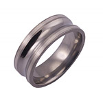 8MM CONCAVE TITANIUM BAND WITH(2)1MM STERLING SILVER INLAY. THE CENTER I...