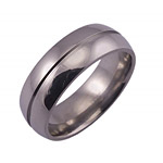 8MM DOMED TITANIUM RING WITH A 1MM GROOVE IN A POLISH FINISH