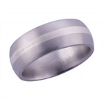 8MM DOMED TITANIUM BAND WITH (1)2MM STERLING SILVER INLAY IN A SATIN FINI...