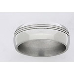 8MM DOMED TITANIUM BAND WITH(2).5MM OFF CENTER ROWS OF MILGRAIN IN A POL...
