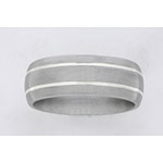 8MM DOMED TITANIUM RING WITH (2).5MM WIDE SET STERLING SILVER INLAYS IN A...