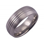 8MM DOMED TITANIUM BAND WITH (3).5MM GROOVES IN A SATIN FINISH