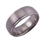 8MM DOMED TITANIUM BAND WITH A GROOVED EDGE AND A SATIN FINISH