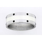8MM FLAT TITANIUM BAND WITH (1)3MM STERLING SILVER INLAY AND DOTS WITH ANT...