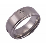 8MM FLAT TITANIUM RING WITH GROOVED EDGES AND FOUR CROSSES SPACED AROUND TH...