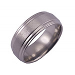 8MM FLAT TITANIUM RING WITH TWO STEP GROOVES ON EACH SIDE OF THE RING IN A S...