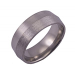 8MM PEAKED TITANIUM RING WITH A SATIN AND STONE FINISH