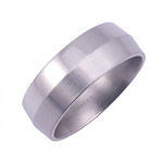 8MM WIDE TITANIUM BAND WITH WITH A PEAK IN THE CENTER. SATIN FINISH ON ONE...