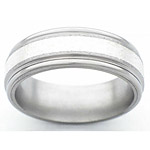 8MM FLAT TITANIUM BAND WITH ROUNDED EDGES AND(1)3MM STERLING SILVER INLAY...