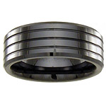 CRDD 019 8mm beveled ring with three .5mm grooves- Polish finish